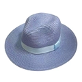 Classico cappello Panama in paglia azzurro con nastro abbinato per l'estate - Stile Nastro / Celeste