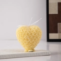 Cream heart-shaped scented candle with rose floral textures and white ribbon detail - Style B / Yellow