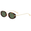 Retro ovale Sonnenbrille mit Schildpatt-Rahmen, Gold-Metallbügeln und grünen Gläsern - Schildpatt Rahmen Grüne Linsen