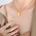 Chic 18K gold plated titanium steel necklace featuring a rectangular Letter X pendant - Letter X Style (P1506-X)