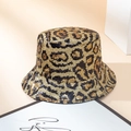 Sparkly leopard print sequin bucket hat in gold and black with metallic finish - M (56-58cm) / Black Gold Leopard Sequin