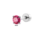 Donkerroze 4mm zirkoon oorknopje met zilveren klauwzetting voor dames mode - 4mm Zirkonia (A479-3) / Rozerood (Enkel Stuk)