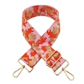 5cm wide jacquard crossbody strap with pink orange camo pattern and gold thread details - Silver Clasp / Pink Orange Camo