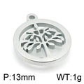 Poliertes Edelstahl Lebensbaum Anhänger 13mm für DIY Schmuckherstellung Zubehör - Stil 3 (KLJ4261-Z) / Stahlfarbe