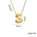 18k gold plated stainless steel letter S balloon pendant necklace with 40+5cm chain - S Gold