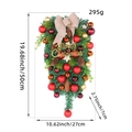 Guirnalda de Navidad de 50cm con esferas rojas y doradas y un lazo rústico de arpillera - J2-21 Estilo de Piña de Pino Natural