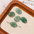 Oval green aventurine natural stone beads for DIY earrings necklaces on wood tray - Green Aventurine Oval Style (40号)
