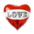 Red heart-shaped foil balloon with LOVE banner and vintage patterns for Valentine decoration - 18 Inch Valentine Heart LOVE F092