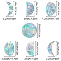 Detailed size specifications for rainbow prism moon phase window clings in inches and cm - Moon Phase Set-7Pcs