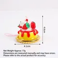 Realistic pudding dessert pendant with strawberry, cream and pink lanyard for decoration - Red Cream + Red Rose
