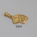 Golden stainless steel heart royal flush poker cards pendant with vintage bail charm - DJ08-Poker Cards-Gold