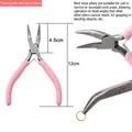 Pink handle bent nose pliers for jewelry making and precision DIY craft work 12cm - Pink Handle Bent Nose Pliers