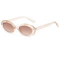 Oval retro sunglasses with champagne translucent frames and gradient brown lenses - Transparent Tea
