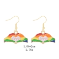 Rainbow heart-shaped hand gesture earrings with 'Love' text for Valentine's Day style - Heart Gesture Rainbow