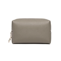 Waterproof grey cross-grain PU makeup bag with large capacity and gold zipper - 17*7*10cm / Gray