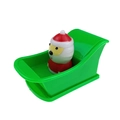 Wind-up Santa Claus in a green plastic sleigh holiday toy for kids - Santa in Boat Green