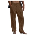 Men's loose linen summer beach pants with drawstring waist and pockets in dark brown - S / Bottoms / Brown