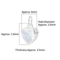 S925 silver heart pendant with purple zircon and size labels 6mm by 7.6mm dimensions - Small (6mm) / White