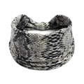 Bandeau de yoga élastique pour femmes avec imprimé serpent et design à nœud torsadé - Style Peau de Serpent Torsadé Noir Blanc Gris (#42)