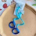 Pair of blue sequin bow hair clips with gradient wavy hair extensions for girls - One Pair / Blue