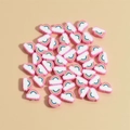 Colorful 10mm rainbow cloud polymer clay beads for DIY bracelets and phone charms - Rose Red