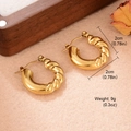 Elegant gold twisted U-shaped hoop earrings with a 2cm diameter and polished finish - Chunky Twisted Croissant Style (WGXA003805801A)