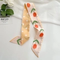 Floral print Twilly scarf in pink and yellow for hair styling or bag decoration - Polka Dot Tulip Yellow