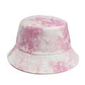 Pastel tie-dye reversible bucket hat with pink and blue sun protection graffiti print - Pink Blue Yellow Multi-color Tie Dye (Pattern 3#)