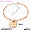 Bracelet en acier inoxydable or rose avec pendentif cœur 15mm sur fond blanc - Bracelet Or Rose (KB167247-Z)