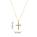 Golden cross necklace with eleven blue crystal gemstones and detailed size measurements - Gold Blue Stone Cross (A233)