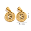 18K gold plated stainless steel letter G pendant with glitter fill and circular design - Letter G - Gold