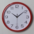 Reloj de pared silencioso de 12 pulgadas con marco rojo y grandes números 3D para salón - Rojo