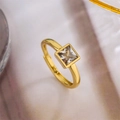 Minimalistischer verstellbarer Goldring mit quadratischem Zirkonstein in Luxusfassung - Einstellbar Offen / Zirkon im Quadrat-Schliff Minimalistischer Stil (CR0331CX409)