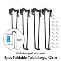 Set mit 4 schwarzen 420 mm klappbaren Metalltischbeinen für DIY-Epoxidharztische - 42cm Klappbeine (4 Stück)
