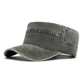 Army green washed cotton cadet cap with horizontal stitching and side eyelets - Army Green 2