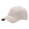 Classic beige cotton baseball cap with a textured white towel embroidered letter R - Adult Adjustable / Off-white