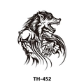 Waterproof temporary tattoo sticker featuring a roaring black and white wolf design TH-452 - Th-452 / 210*148mm