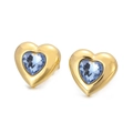 Vintage style gold plated titanium heart earrings with light blue faceted crystals - Gold Light Blue Heart Style (KE51436-Z)