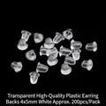 200pcs set of clear 4x5mm plastic earring backs for DIY jewelry making accessories - White Transparent Earring Stoppers 4*5MM ~200pcs/Bag