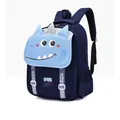 Dark blue primary school backpack with light blue dinosaur design and Dino text detail - Sky Blue