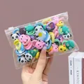 Bulk set of cute cartoon elastic hair ties for kids in a transparent PVC zipper storage bag - Frog (20 Pcs)