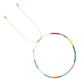 Bohemian Armband mit bunten Saatperlen, Goldakzenten und verstellbarer Kordel - Mehrfarbig E