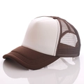Adjustable brown and white mesh trucker cap with plain front panel for custom logos - Adjustable / Coffee White