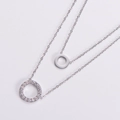Elegant 18K silver plated double layer necklace with sparkling cubic zirconia rings - Steel