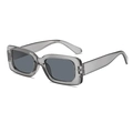 Stylish rectangular grey sunglasses with semi-transparent frame and UV protection lenses - Translucent Grey Frame Grey Lens