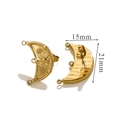 Accessoire de boucle d'oreille croissant de lune en acier doré 14K avec gaufrage - Forme de Croissant en Relief