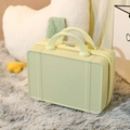 Mini 14-inch light green vintage vanity case with vertical stripes on grey plush rug - 14" / Yellow