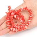 Perles de coquillage irrégulières rouges et blanches marbrées pour bijoux DIY - Irrégulier Rouge