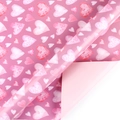 Romantic rose pink gift wrapping paper featuring watercolor heart patterns on one side - Double Sided Hearts