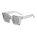 Vierkante transparant grijze zonnebril met gradiënt glazen en klinknagel details - Transparant Grijs Frame Lichtgrijze Lens